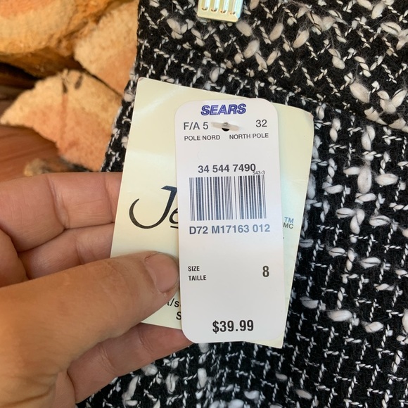 Vintage Jessica Size 8 Wool Black White Houndstooth Midi Skirt Dead stock Twee - Picture 5 of 9